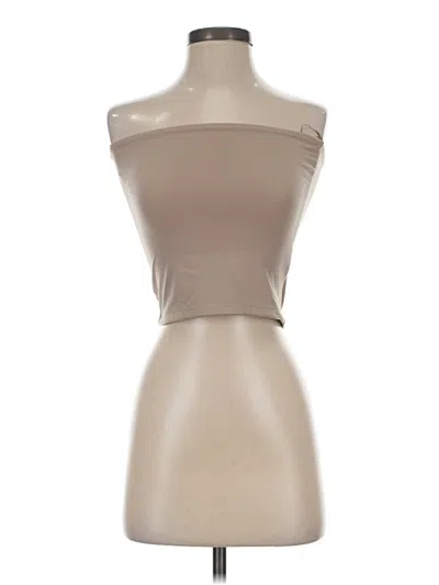 Pre-owned Pull & Bear Tube Top Tan Strapless Neckline Tops In Brown