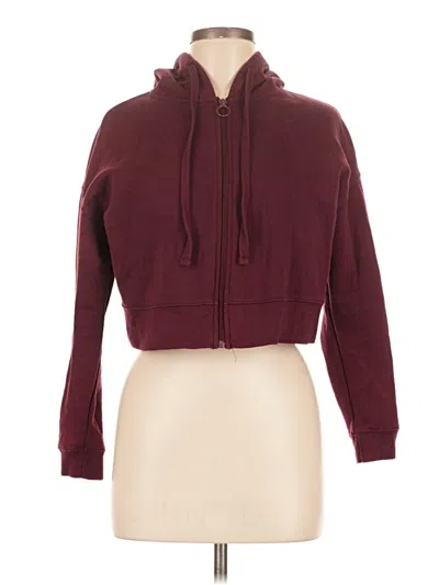Pre-owned Pull & Bear Zip Up Hoodie In Burgundy
