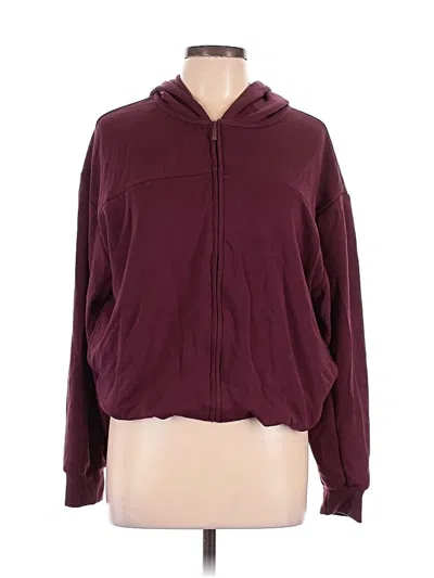 Pre-owned Pull & Bear Zip Up Hoodie In Burgundy