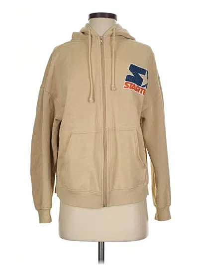 Pre-owned Pull & Bear Zip Up Hoodie In Tan