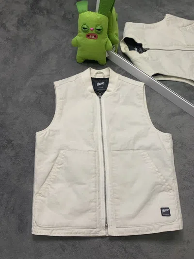 Pre-owned Pull Bear Japanese Y2k Pull & Bear Active Stwd Zip Vests Vintage In White