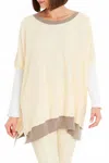 Pulled Planet Color Block Crewneck Sweater In Butter/fawn In Neutral