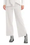 Pulled Planet Scuba Side Slit Pants In Vanilla In White