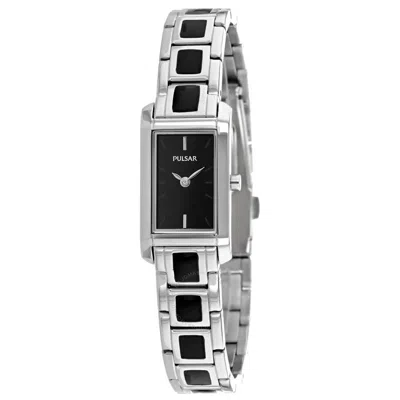 Pulsar Classic Quartz Black Dial Ladies Watch Pegf69 In Metallic