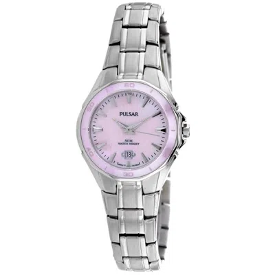 Pulsar Classic Quartz Pink Dial Ladies Watch Pxt899 In White