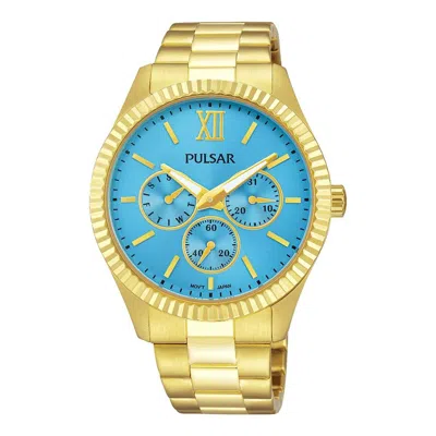 Pulsar Gold Steel Watch In Black