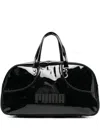 Puma 1976 Grip Patent-leather Top-handle Holdall In Black