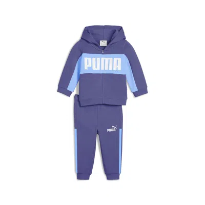 Puma Babies' 2-piece Minicats Essentials Block Toddlers' Hoodie And Pants Set In Blue
