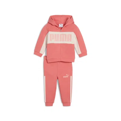 Puma Babies' 2-piece Minicats Essentials Block Toddlers' Hoodie And Pants Set In Red