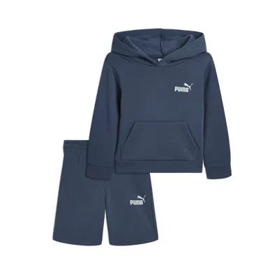 Puma Babies' 2-piece Toddlers' Fleece Hoodie And Shorts Set In Blue