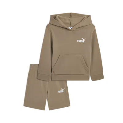Puma Babies' 2-piece Toddlers' Fleece Hoodie And Shorts Set In Brown