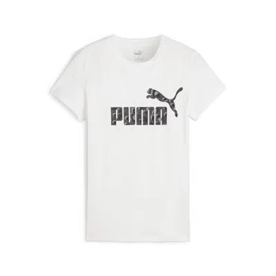Puma 24夏季新款女子运动休闲圆领t恤短袖logo Tee In White
