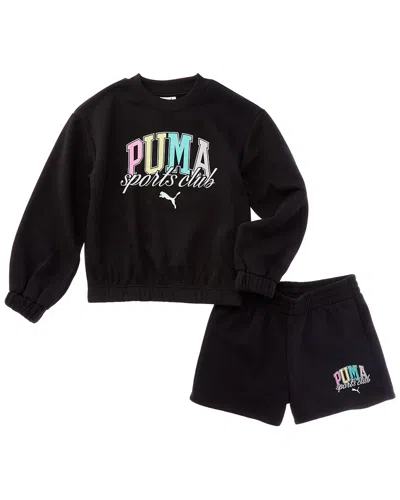 Puma Kids'  2pc Crewneck Pullover & Short Set In Black