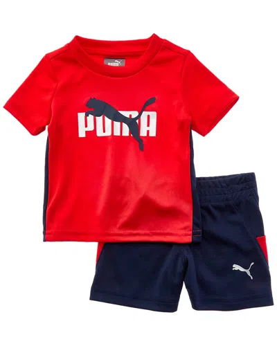 Puma Kids'  2pc Interlock Mesh Performance T-shirt & Short Set In Red