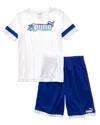 Puma 2pc Interlock T-shirt & Mesh Short Set In White