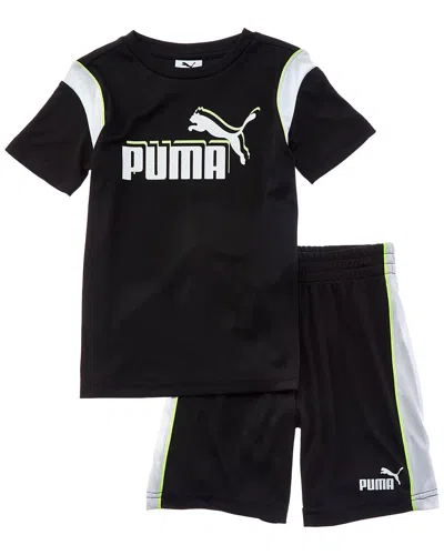 Puma 2pc Interlock T-shirt & Short Set In Black