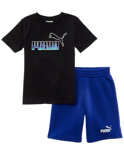 Puma 2pc Jersey T-shirt & Fleece Short Set In Animal Print