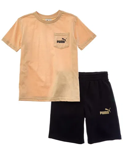 Puma 2pc T-shirt & Short Set In Brown