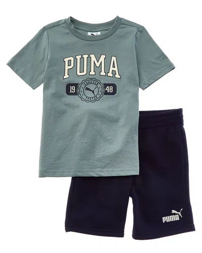 Puma 2pc Jersey T-shirt & Fleece Short Set In Multi