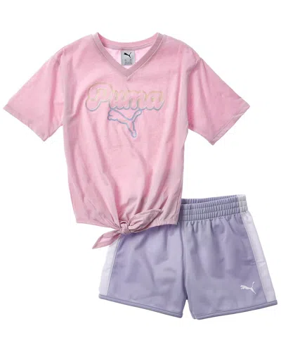 Puma Kids'  2pc Jersey T-shirt & Tricot Short Set In Multi