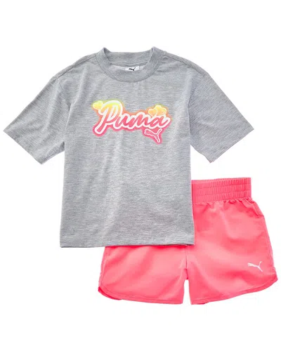 Puma Kids'  2pc Jersey T-shirt & Woven Short Set In Gray