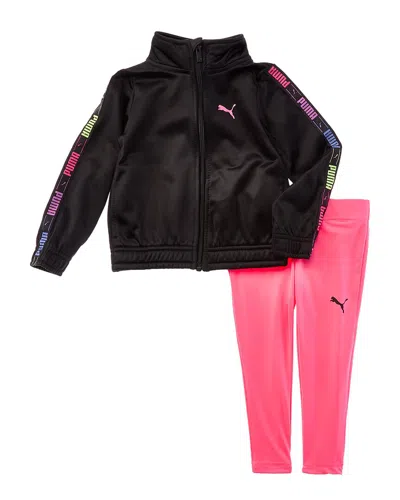 Puma 2pc Tricot Jacket & Pant Set In Black