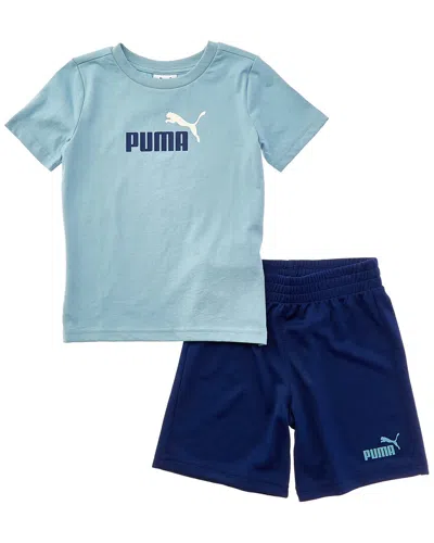 Puma 2pc T-shirt & Short Set In Blue