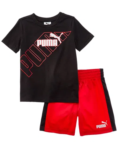 Puma 2pc T-shirt & Short Set In Black