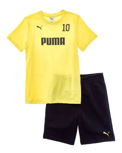 Puma 2pc T-shirt & Short Set In Yellow