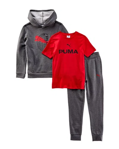 Puma 3pc Fleece Hoodie, T-shirt & Pant Set In Animal Print