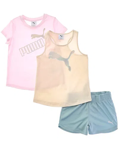 Puma Kids'  3pc T-shirt, Tank, & Short Set In Multi