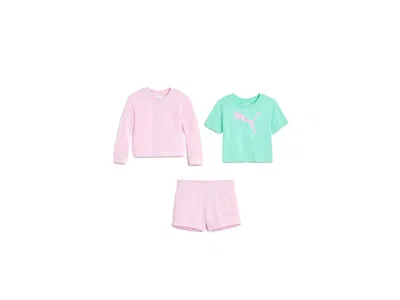 Puma Kids' 3-piece Set - Crew Neck T-shirt Shorts (toddler) Girl's Sets Pearl Pink: 4t Toddler