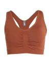 PUMA PUMA 4KEEPS SHAPELUXE SEAMLESS BRA WOMAN TOP RUST SIZE L NYLON, ELASTANE, LYCRA