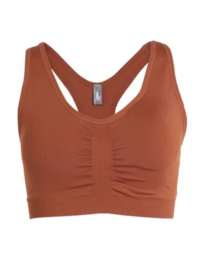 Puma 4keeps Shapeluxe Seamless Bra Woman Top Rust Size L Nylon, Elastane, Lycra In Red