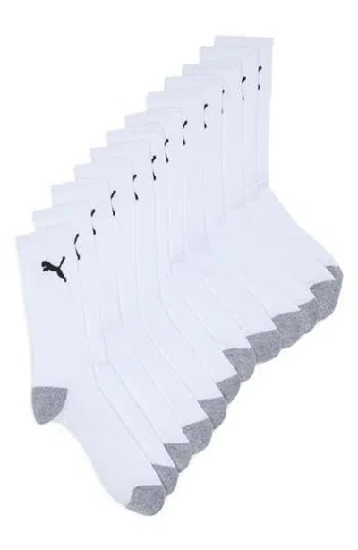 Puma 6-pack Terry Crew Length Socks In White/black