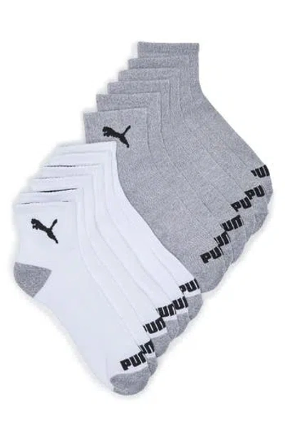 Puma 6-pack Terry Quarter Length Socks In White/multi