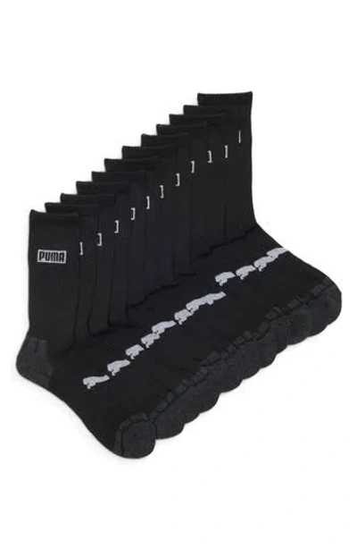 Puma 6-pack Terry Quarter Length Socks In Black