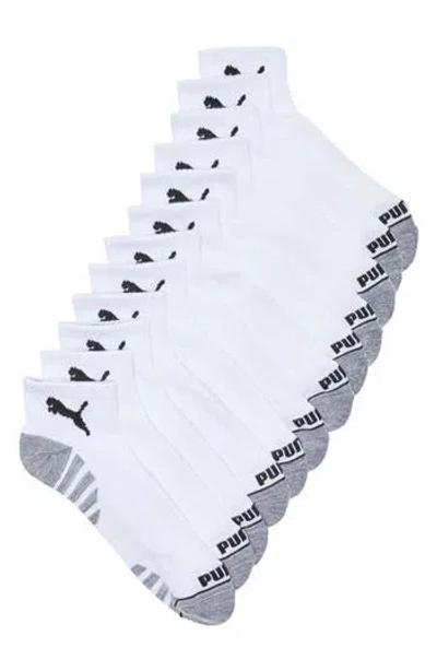 Puma 6-pack Terry Quarter Length Socks In White