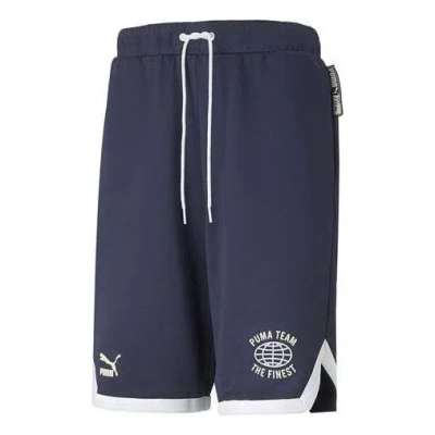 Puma 8 Pt Logo Team Shorts 'navy' In Blue