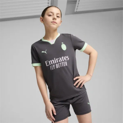 Puma Ac Milan 24/25 Big Kids' Third Soccer Jersey In Shadow Gray-fresh Mint