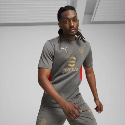 Puma Ac Milan Men's Training Jersey In Flat Medium Gray-for All Time Red