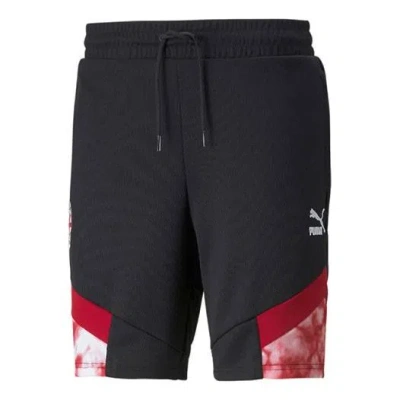 Puma Acm Iconic Mcs Mesh Shorts Logo 'red' In Black
