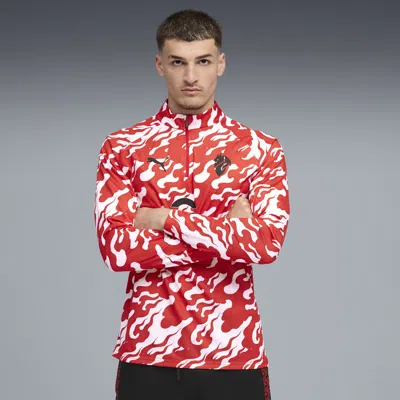 Puma Acm Warm Up 1/4 Zip Top Men In Red