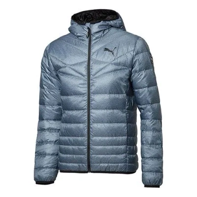 Puma Active Down Jacket 'grey Black' In Blue