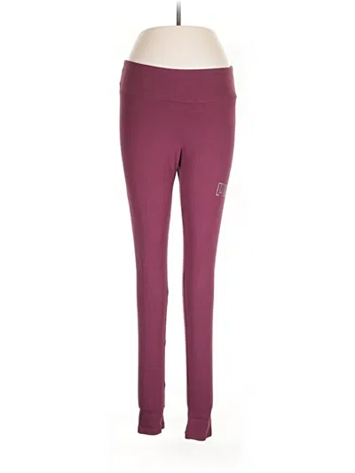 Pre-owned Puma Active Pants In Burgundy