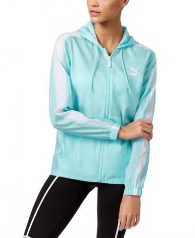 Puma Activewear Windrunner Zip Jacket In Aruba Blue/white In Yellow
