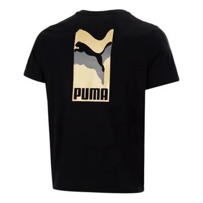 Puma Alphabet Printing Casual Sports Short Sleeve Black