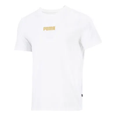 Puma Alphabet Printing Casual Sports Short Sleeve White