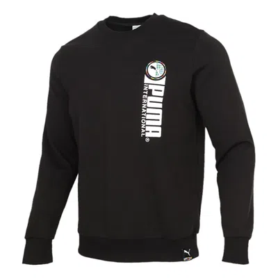 Puma Alphabet Printing Sports Round Neck Pullover Black