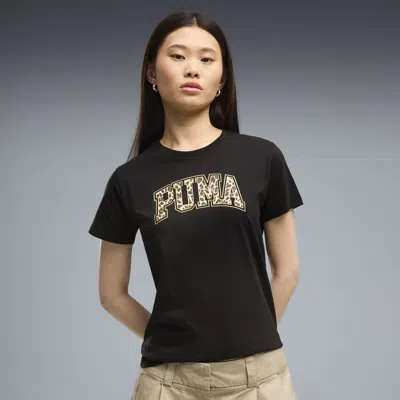 Puma Animal Print Women's Graphic T-shirt In Black